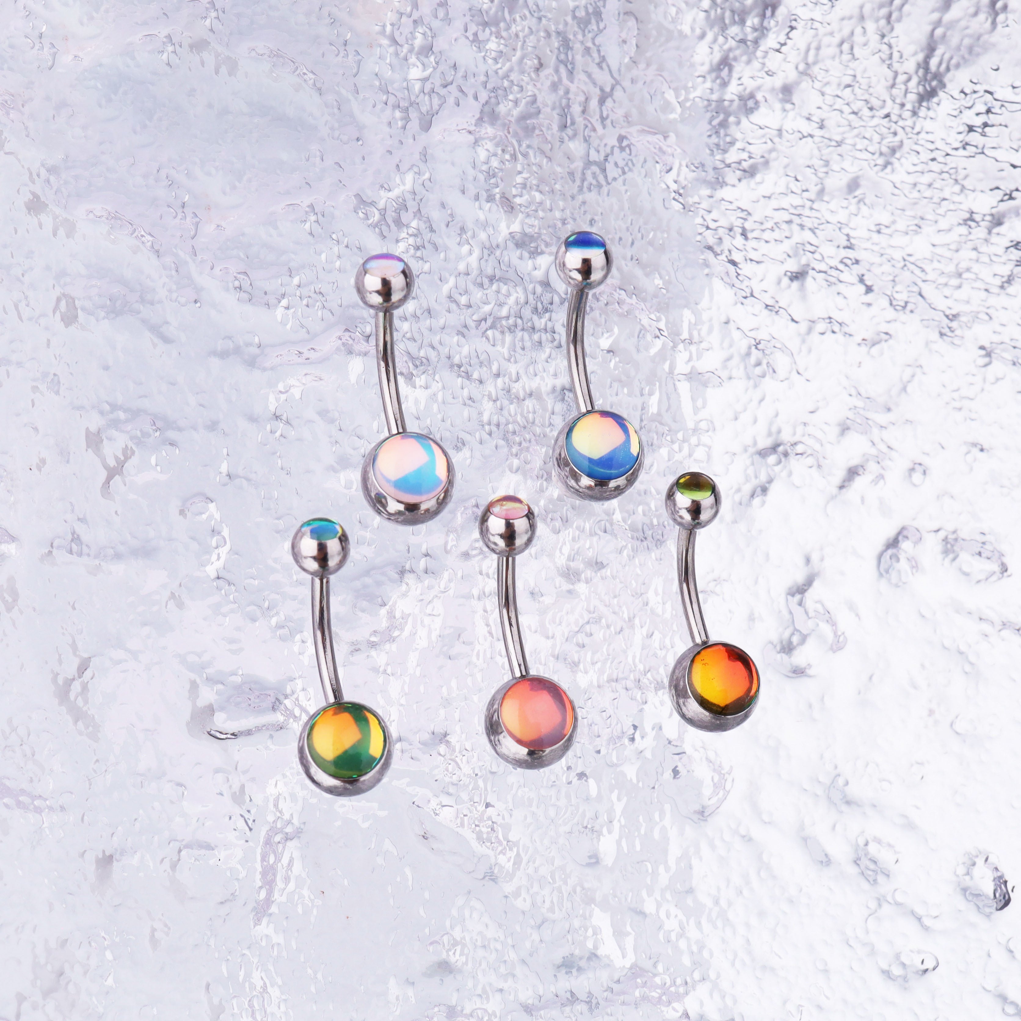 Colorful Epoxy Resin Stainless steel Belly Ring - Colorful Epoxy Resin Stainless steel Belly Ring - AB Coating by CRUXJEWELRY