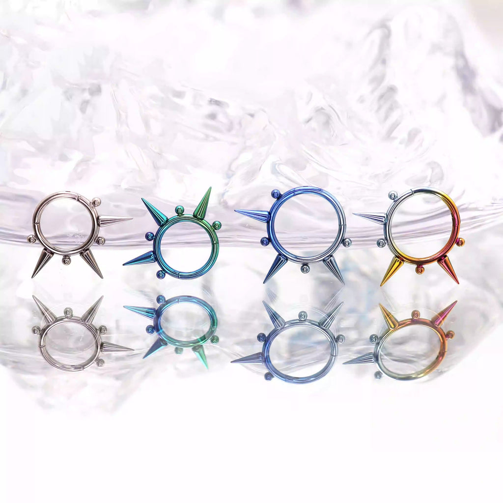 Rainbow Spike Segment Septum Ring - Rainbow Spike Segment Septum Ring - Rainbow / 8 mm by CRUXJEWELRY