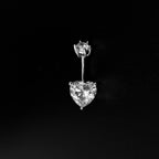 Heart-shaped CZ S925 Sterling Silver Belly Ring - Heart-shaped CZ S925 Sterling Silver Belly Ring - 6 mm by CRUXJEWELRY