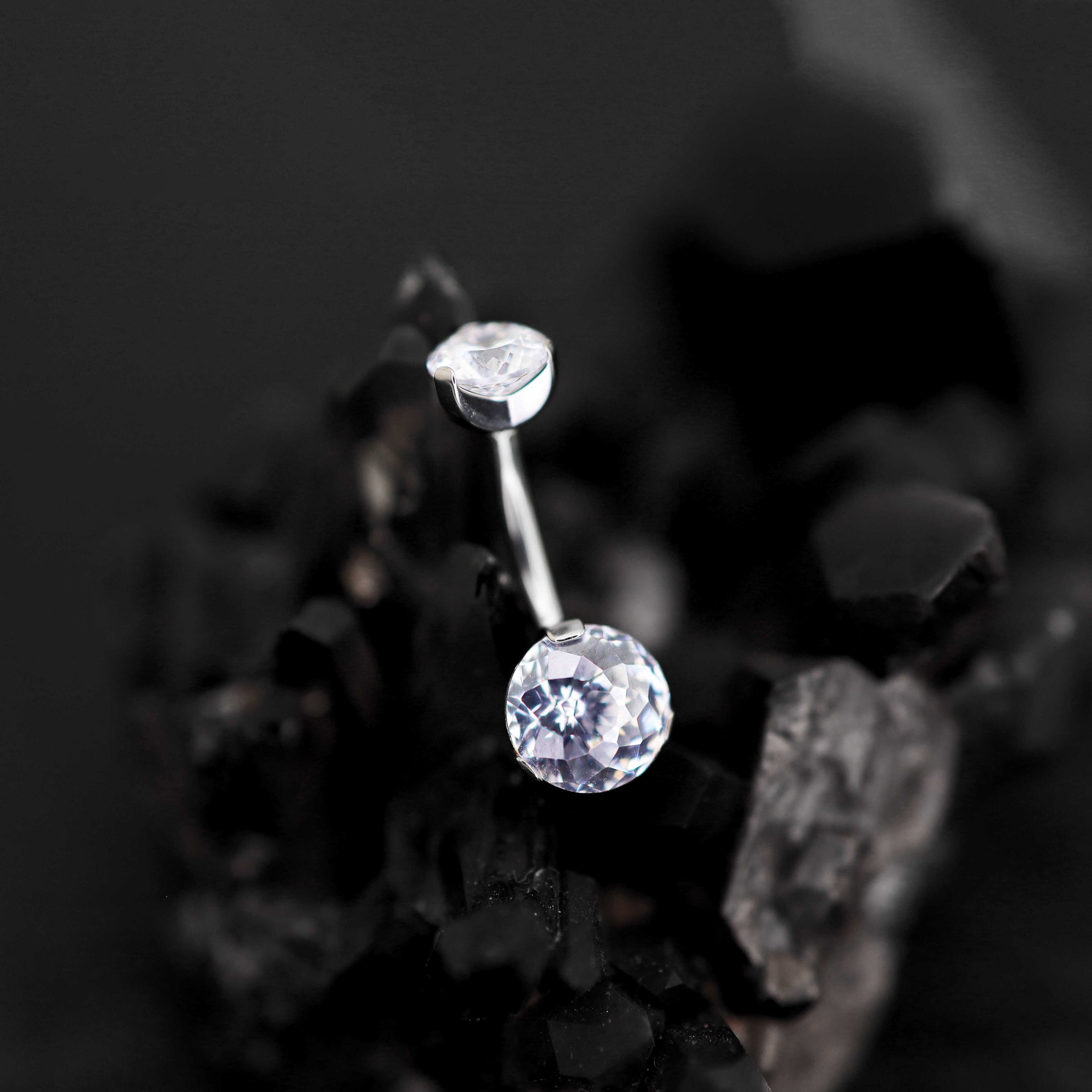 High Shine CZ Titanium Belly Ring - High Shine CZ Titanium Belly Ring - Default Title by CRUXJEWELRY