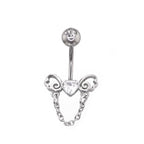 Heart-shaped CZ bow tie Dangle Belly Ring - Heart-shaped CZ bow tie Dangle Belly Ring - Default Title by CRUXJEWELRY