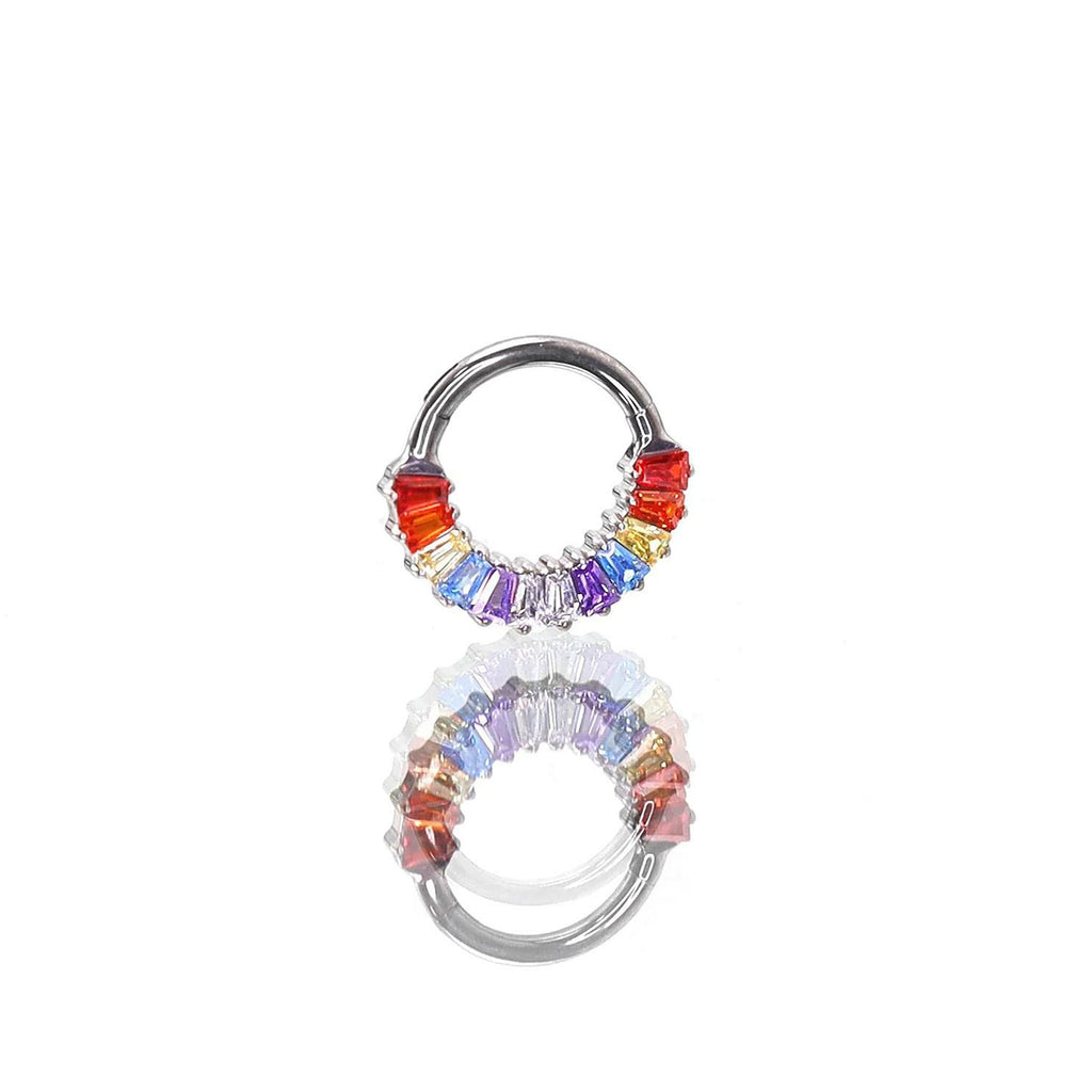 16G Rainbow CZ Titanium Segment Hoop - 16G Rainbow CZ Titanium Segment Hoop - Default Title by CRUXJEWELRY