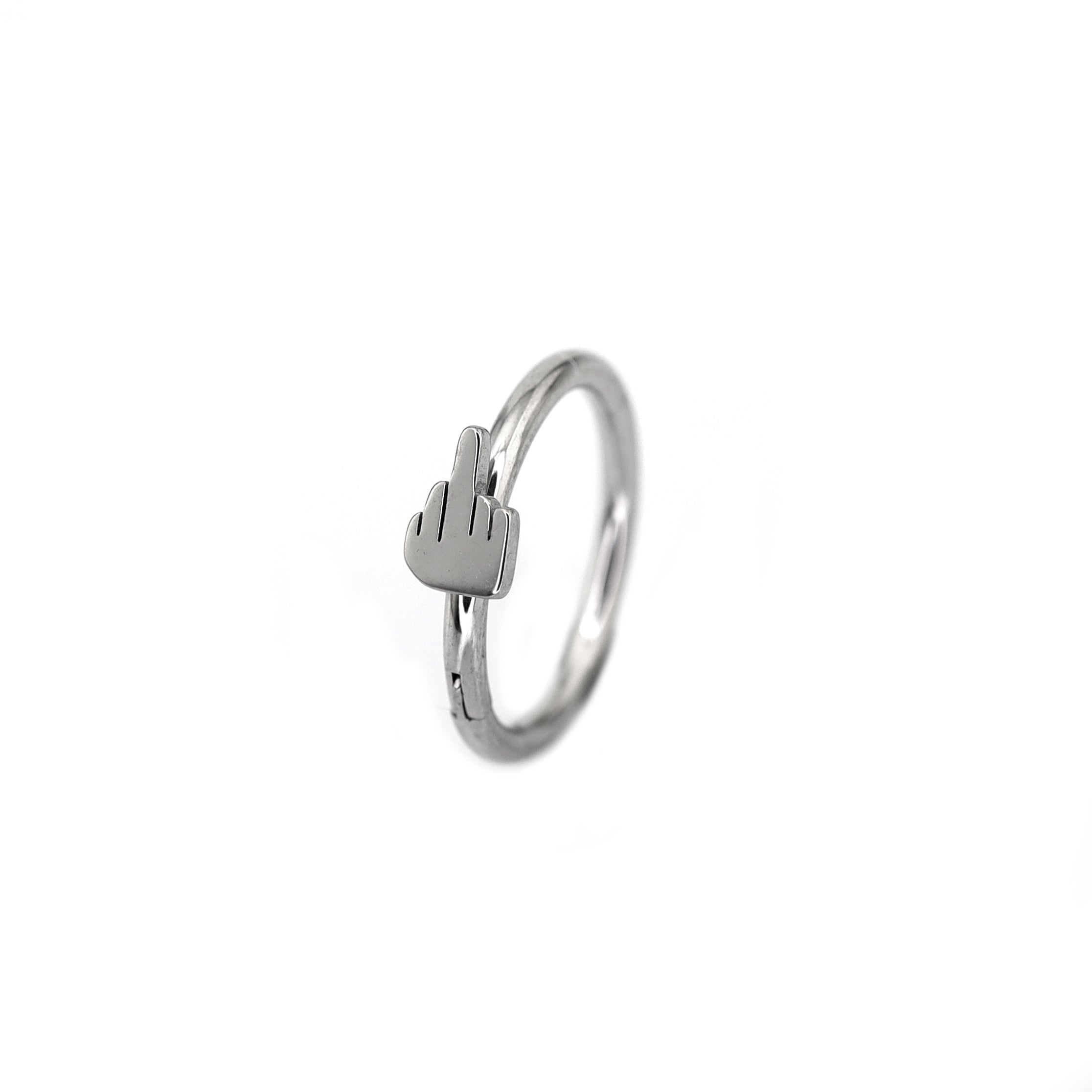 Middle Finger Stainless Steel Segment Hoop - Middle Finger Stainless Steel Segment Hoop - 8mm by CRUXJEWELRY