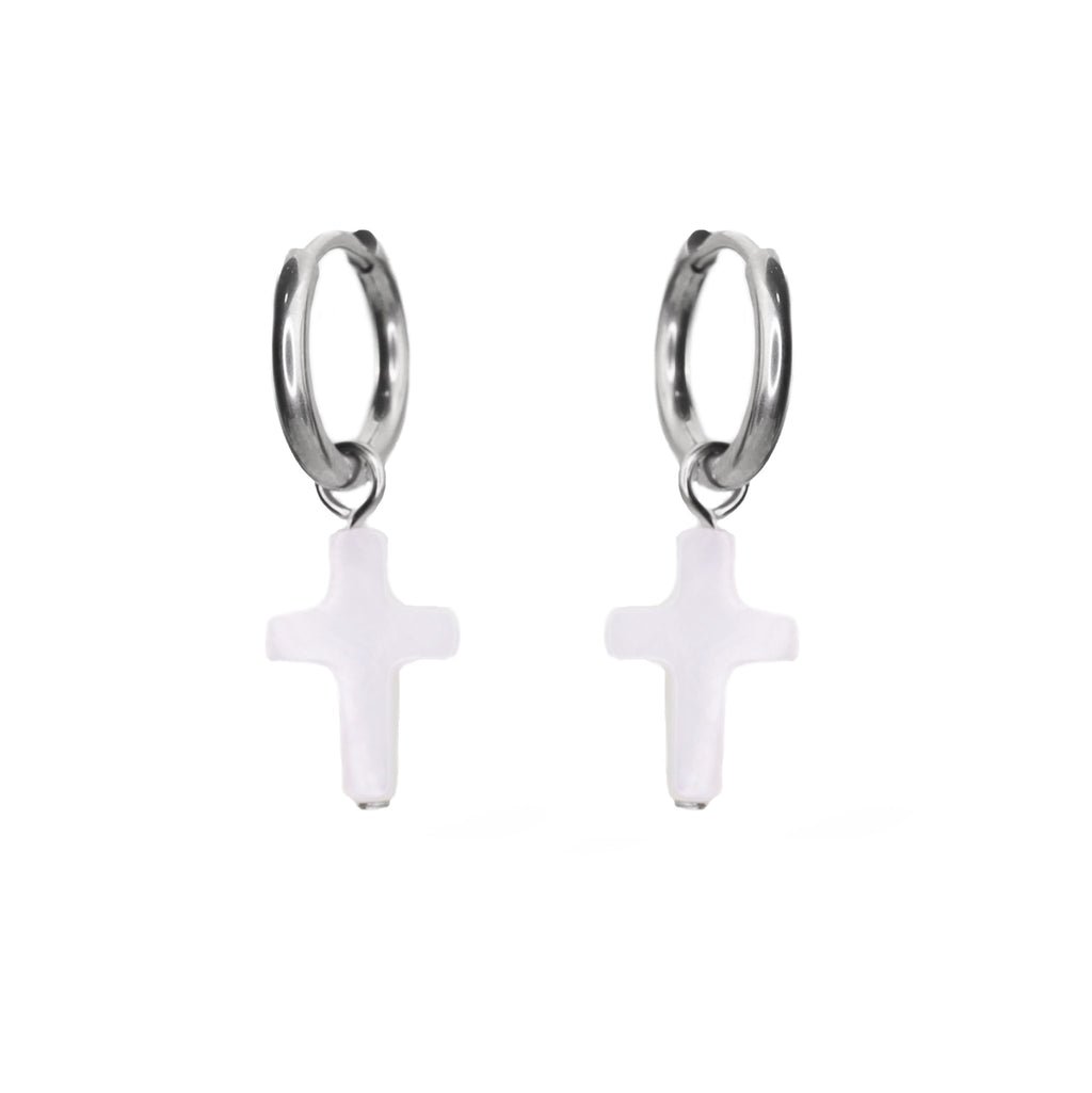 CRUX - MOP Cross Pendant stainless steel Earrings - CRUX - MOP Cross Pendant stainless steel Earrings - Set by CRUXJEWELRY
