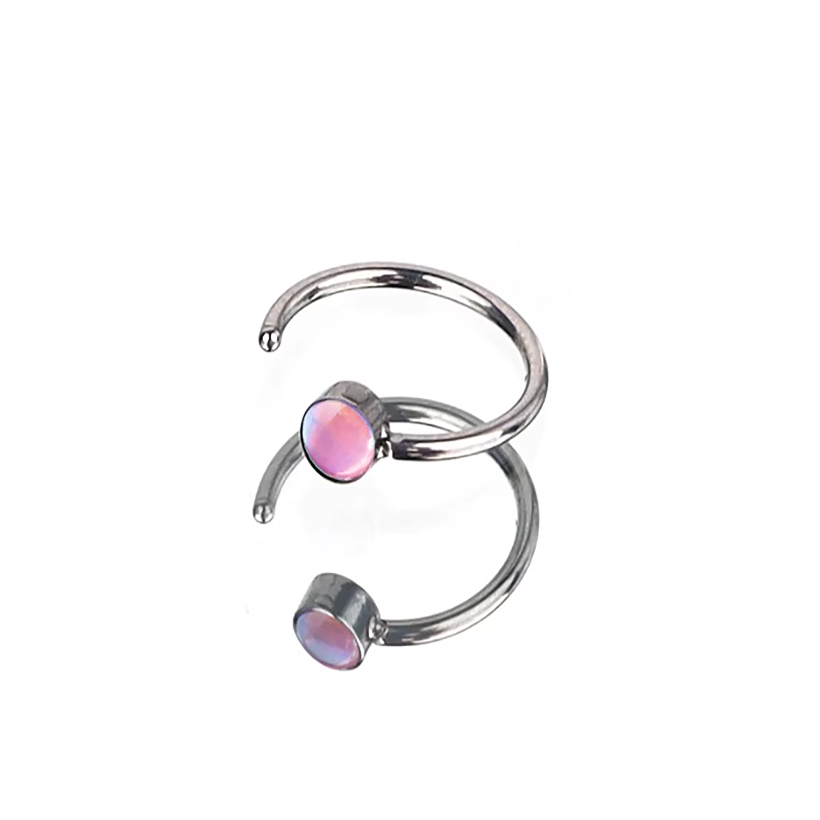 20G C-Shape Stainless Steel Nose Stud - 20G C-Shape Stainless Steel Nose Stud - Pink by CRUXJEWELRY