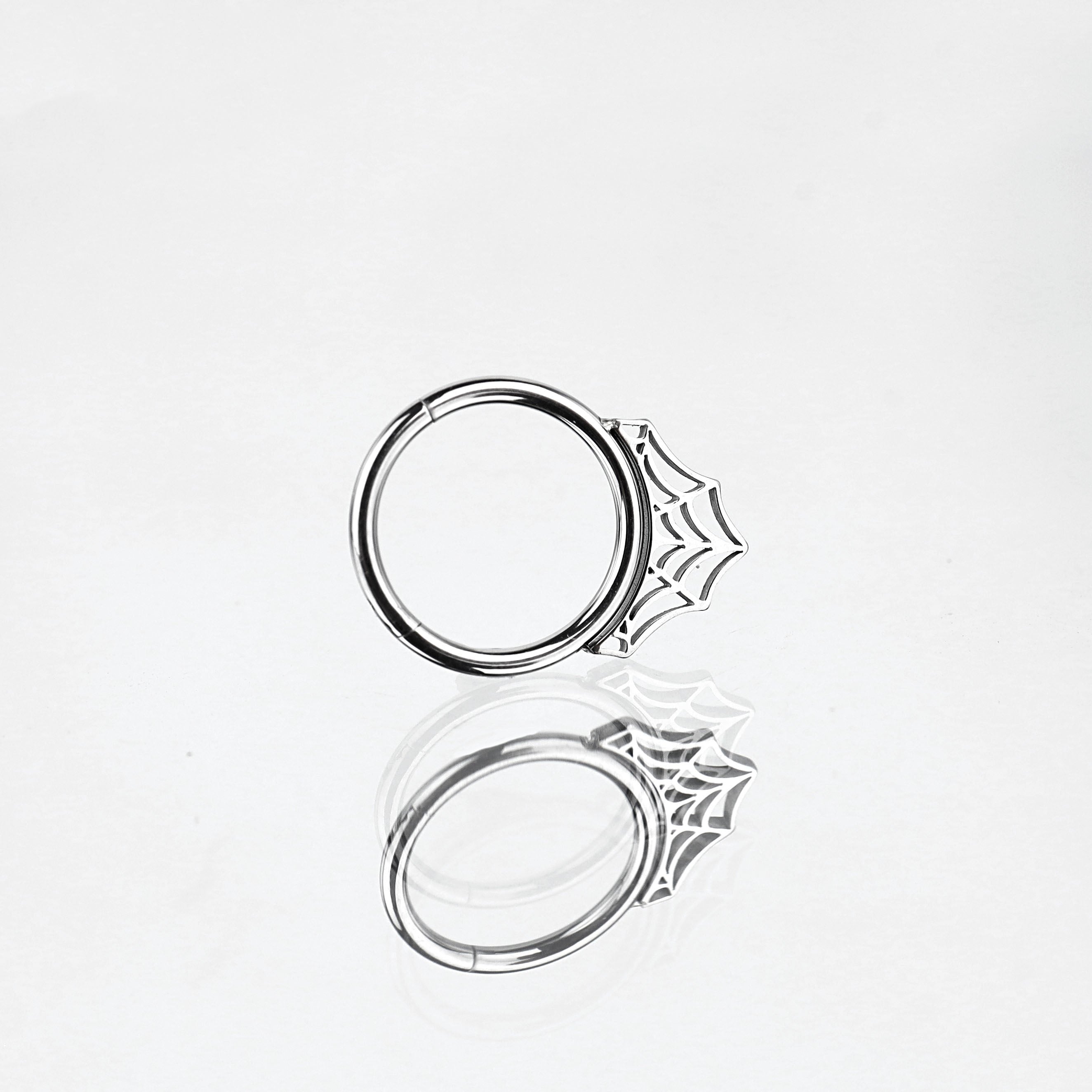16G Cobweb Septum Stainless Steel Ring - 16G Cobweb Septum Stainless Steel Ring - 8 mm by CRUXJEWELRY