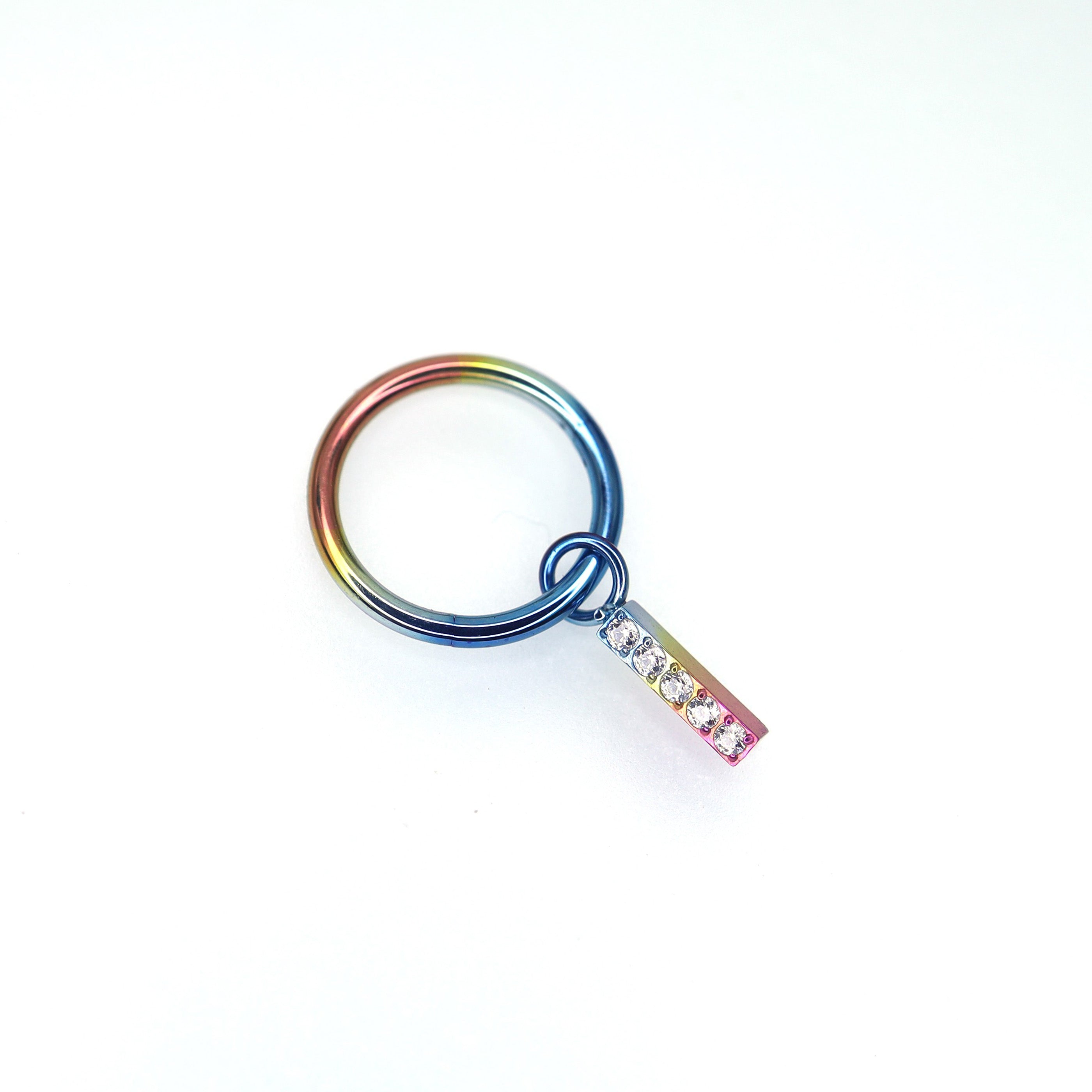 Titanium Segment Hoop with Baguette CZ - Titanium Segment Hoop with Baguette CZ - Rainbow / 6mm by CRUXJEWELRY