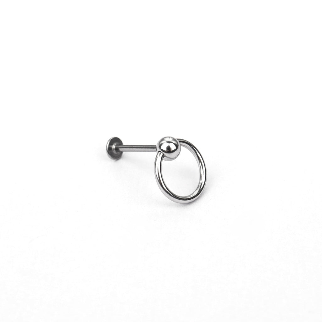 Black & White Ring Externally Threaded Stainless Steel Lip Ring - Black & White Ring Externally Threaded Stainless Steel Lip Ring - Sliver / 6mm by CRUXJEWELRY