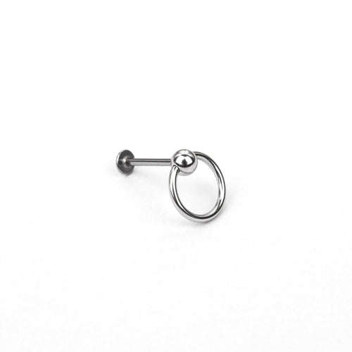 Black & White Ring Externally Threaded Stainless Steel Lip Ring - product overview