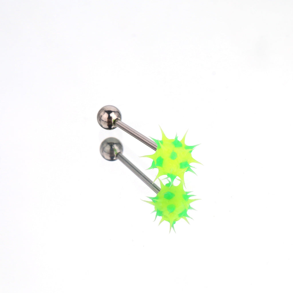 Spiked ball Silicone tongue stud - Spiked ball Silicone tongue stud - Green / 10 mm by CRUXJEWELRY