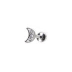 20G Moon CZ stainless steel Nose Stud - 20G Moon CZ stainless steel Nose Stud - 6 mm by CRUXJEWELRY