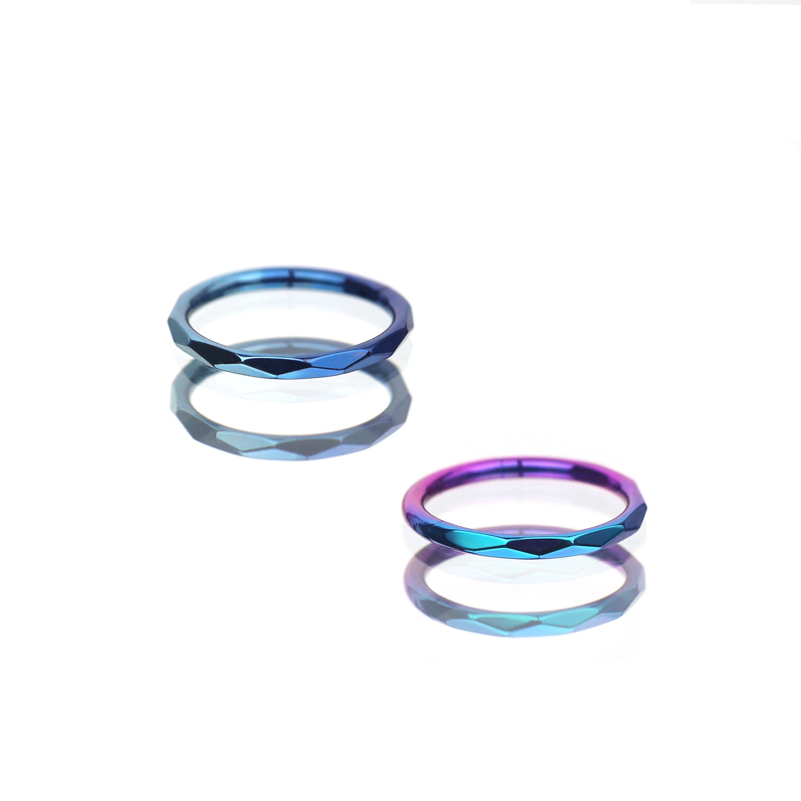 Engraved Wavy Titanium Segment Hoop - Engraved Wavy Titanium Segment Hoop - Purple-Blue Gradient by CRUXJEWELRY