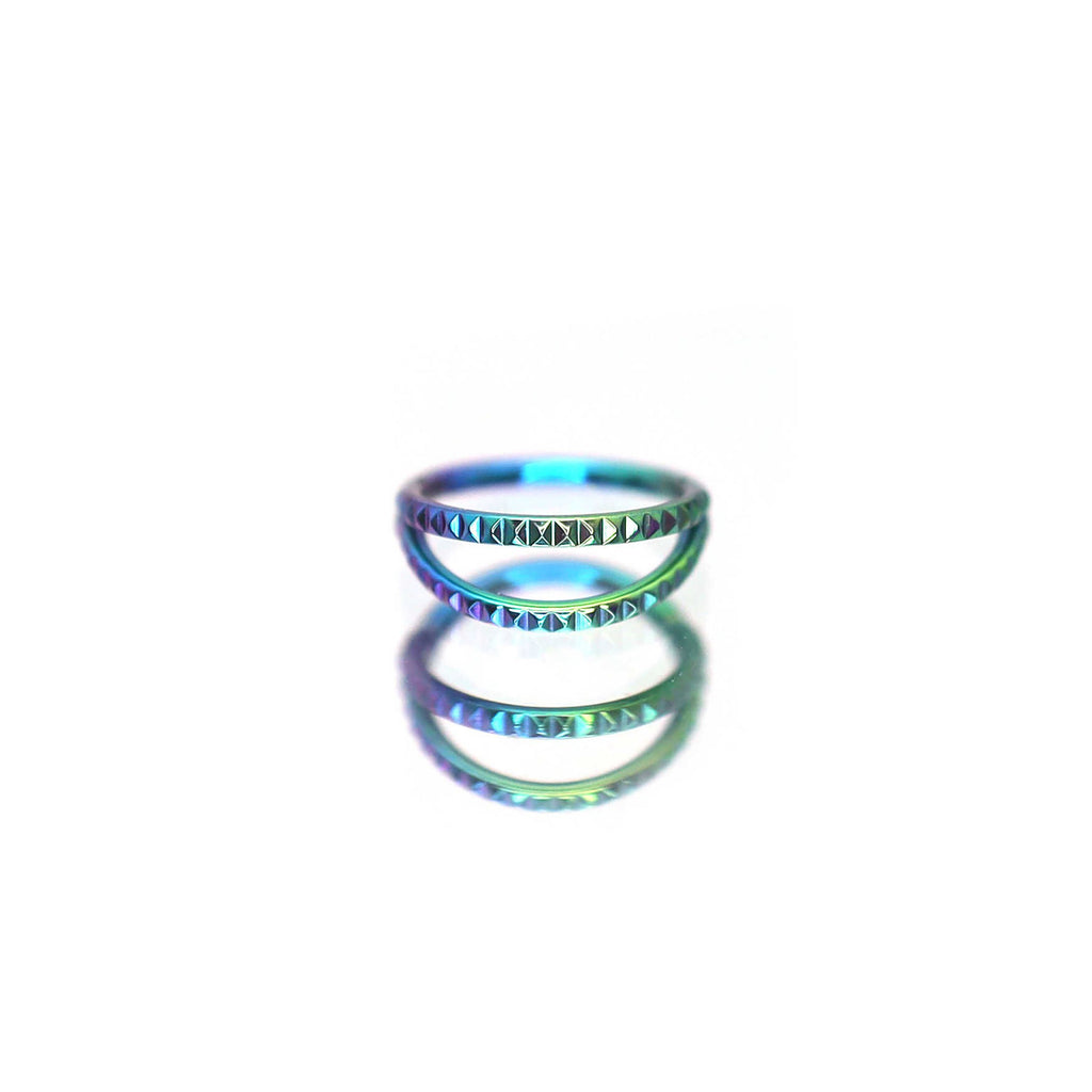 Double Hoop Engraved Titanium Segment Hoop - Double Hoop Engraved Titanium Segment Hoop - green-gradient by CRUXJEWELRY