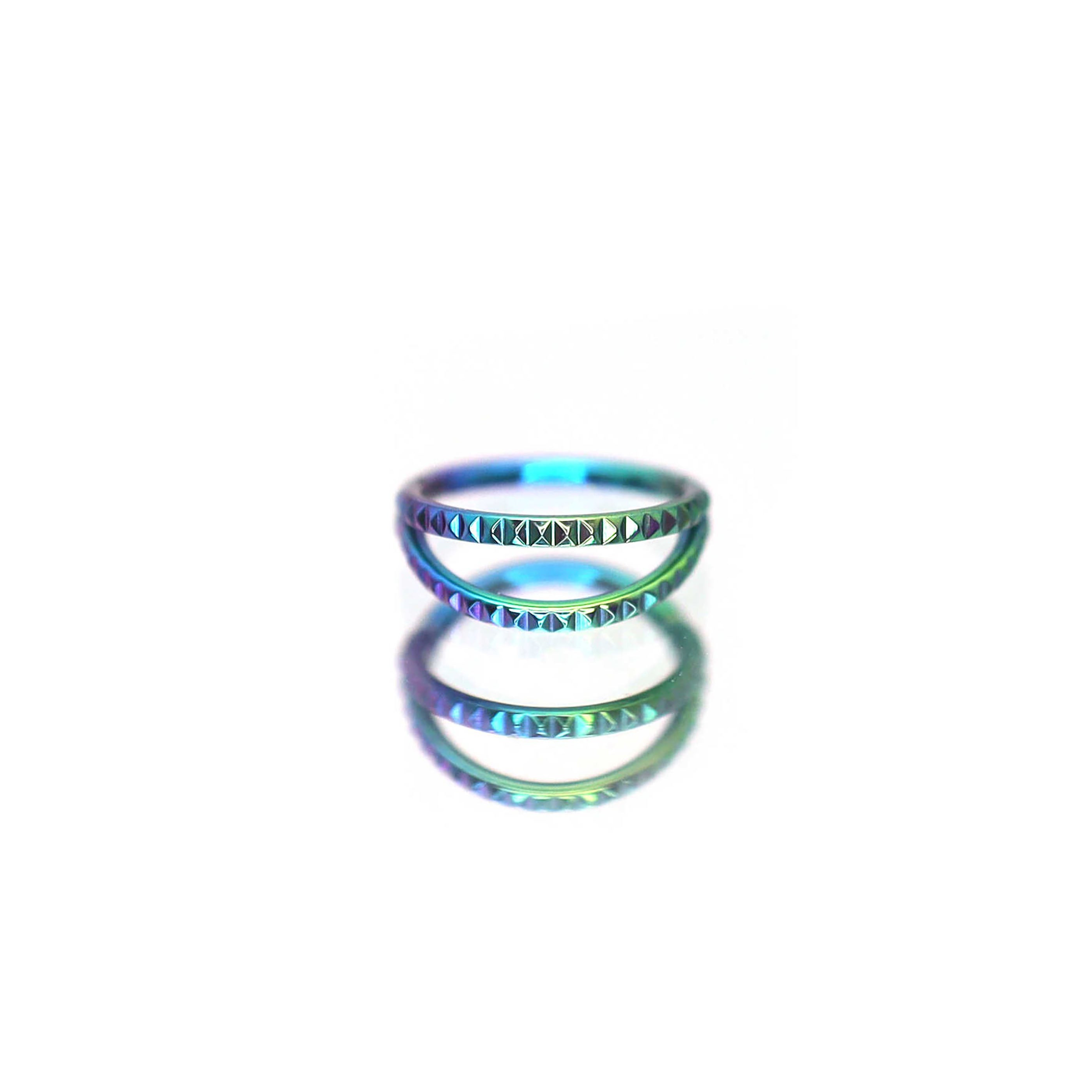 Double Hoop Engraved Titanium Segment Hoop - Double Hoop Engraved Titanium Segment Hoop - green-gradient by CRUXJEWELRY