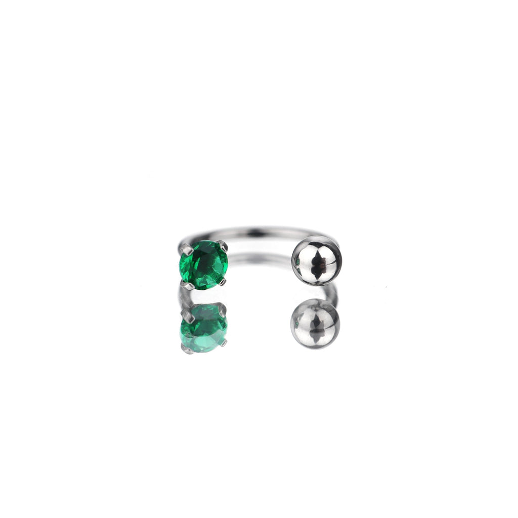20G Thin Gauge CZ Horseshoe Ring - 20G Thin Gauge CZ Horseshoe Ring - Green / 6mm by CRUXJEWELRY