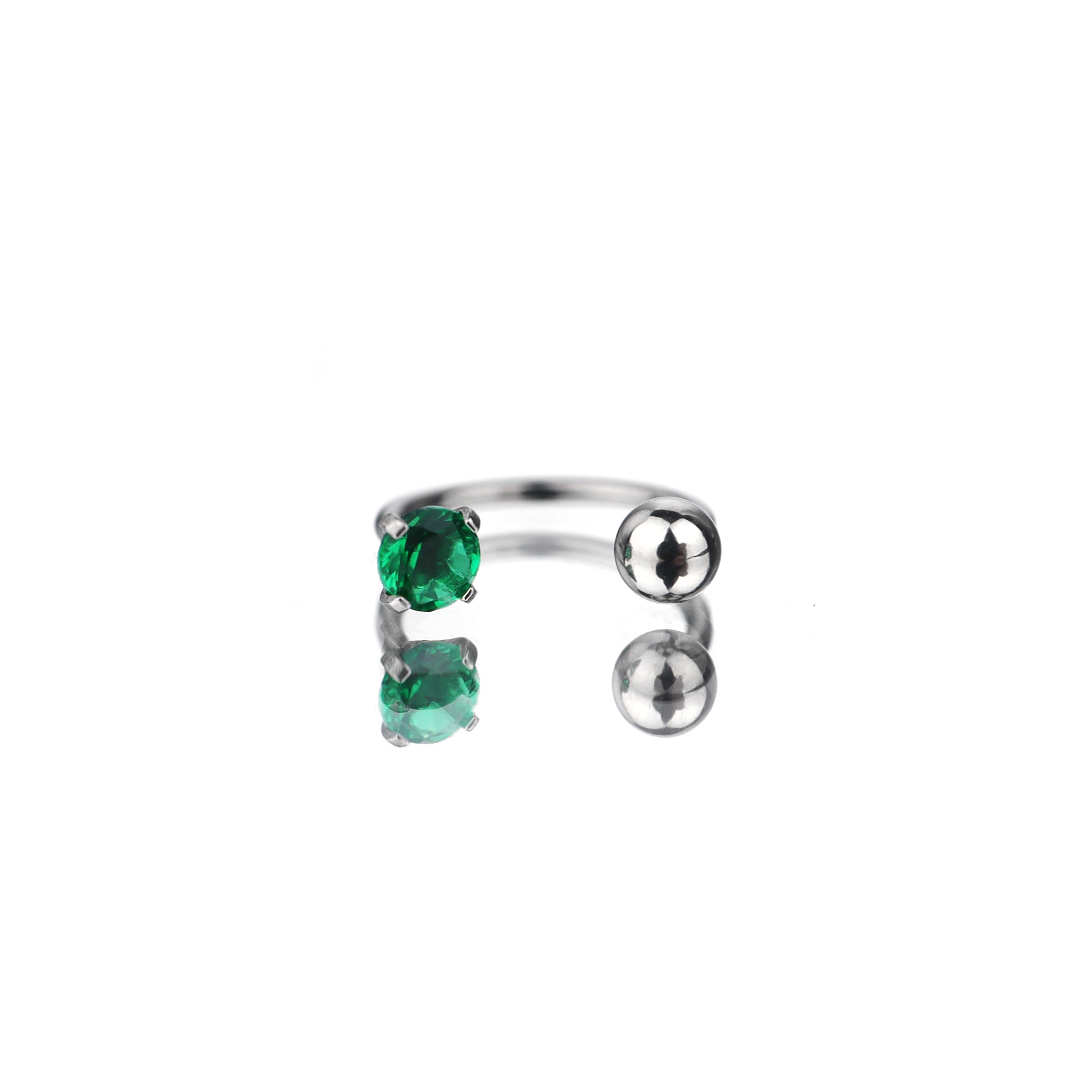 20G Thin Gauge CZ Horseshoe Ring - 20G Thin Gauge CZ Horseshoe Ring - Green / 6mm by CRUXJEWELRY