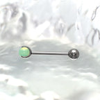 Pastel CZ Titanium barbell Tongue stud - Pastel CZ Titanium barbell Tongue stud - Cyan Green / 10mm by CRUXJEWELRY