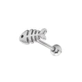 Paws & Purrs - Fishbone Stainless Steel Tongue Barbell - Paws & Purrs - Fishbone Stainless Steel Tongue Barbell - 1.2mm/16G / 12mm by CRUXJEWELRY