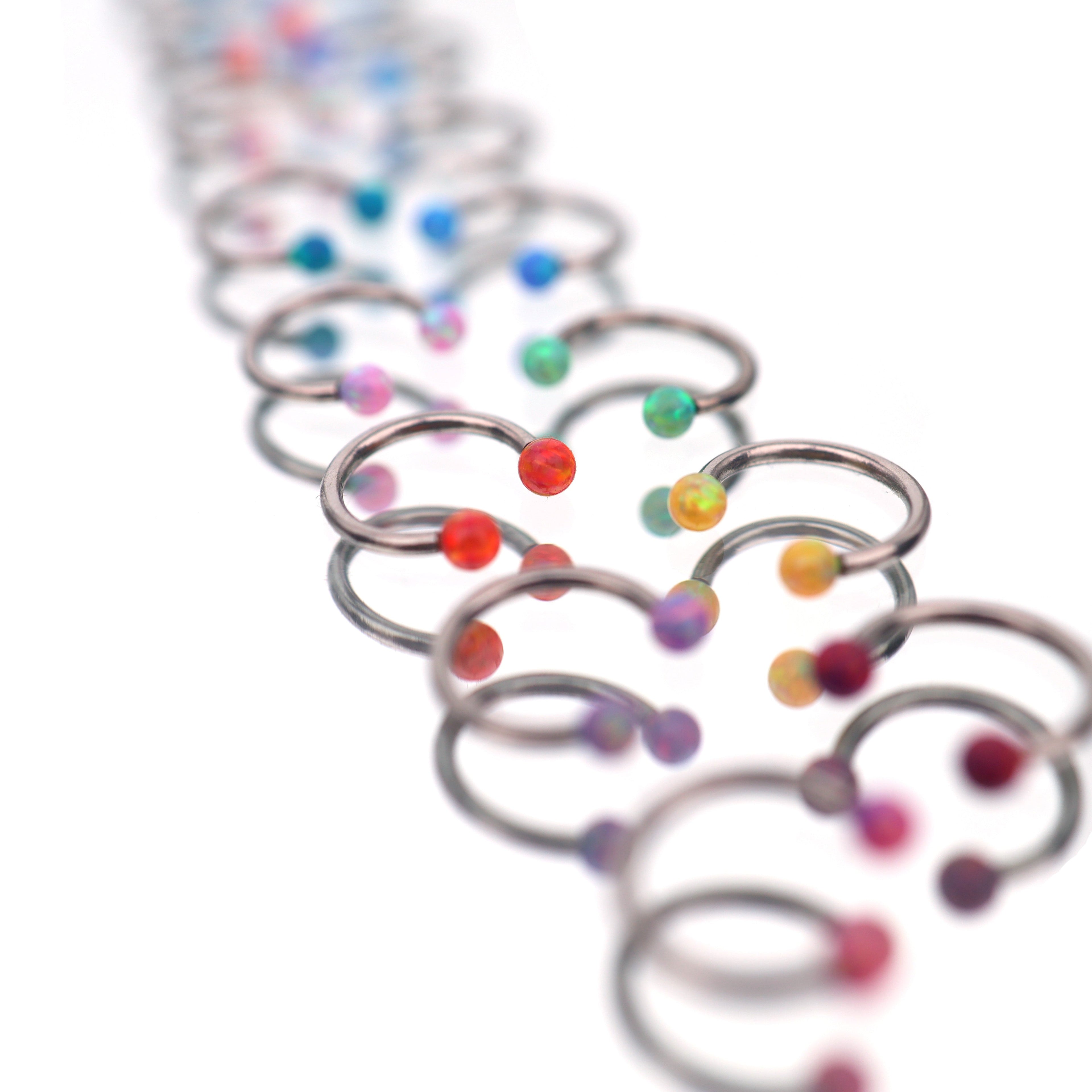 16G Opal Internally Threaded Horseshoe Ring - 16G Opal Internally Threaded Horseshoe Ring - Light Blue / 8mm by CRUXJEWELRY