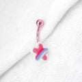 Pink Cherry Blossom Star stainless steel Belly Ring - Pink Cherry Blossom Star stainless steel Belly Ring - Default Title by CRUXJEWELRY