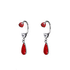 Pair of Heart Opal CZ Titanium Horseshoe Ring - Pair of Heart Opal CZ Titanium Horseshoe Ring - Red / 8mm by CRUXJEWELRY