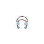 16G Opal Internally Threaded Horseshoe Ring - 16G Opal Internally Threaded Horseshoe Ring - Light Blue / 8mm by CRUXJEWELRY