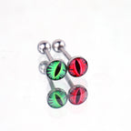 Red & Green Devil Eye Oil Slick Tongue Stud - Red & Green Devil Eye Oil Slick Tongue Stud - Green / 6mm / 1.2mm/16G by CRUXJEWELRY