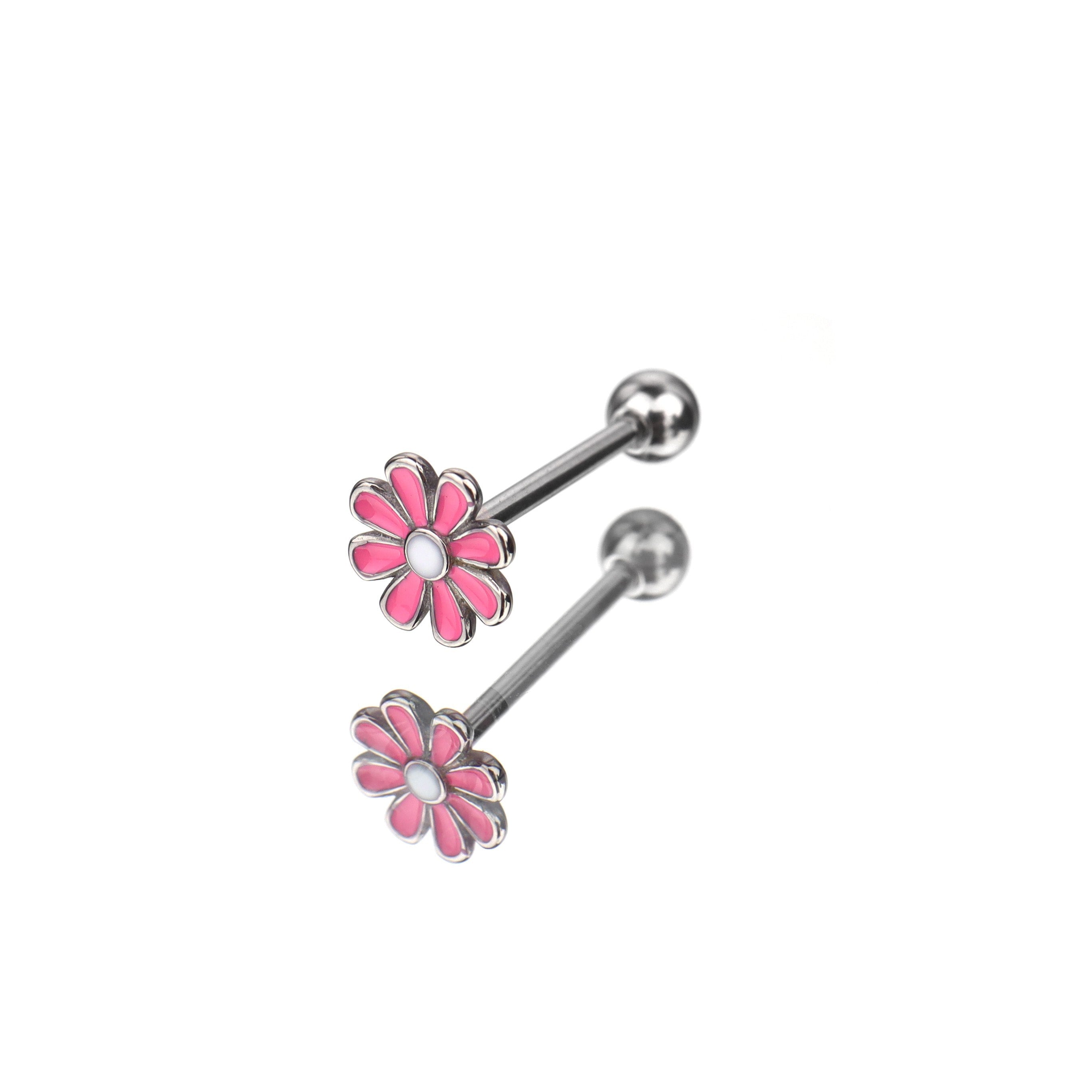 Pink SunFlower Oil Slick Tongue Stud - Pink SunFlower Oil Slick Tongue Stud - Default Title by CRUXJEWELRY