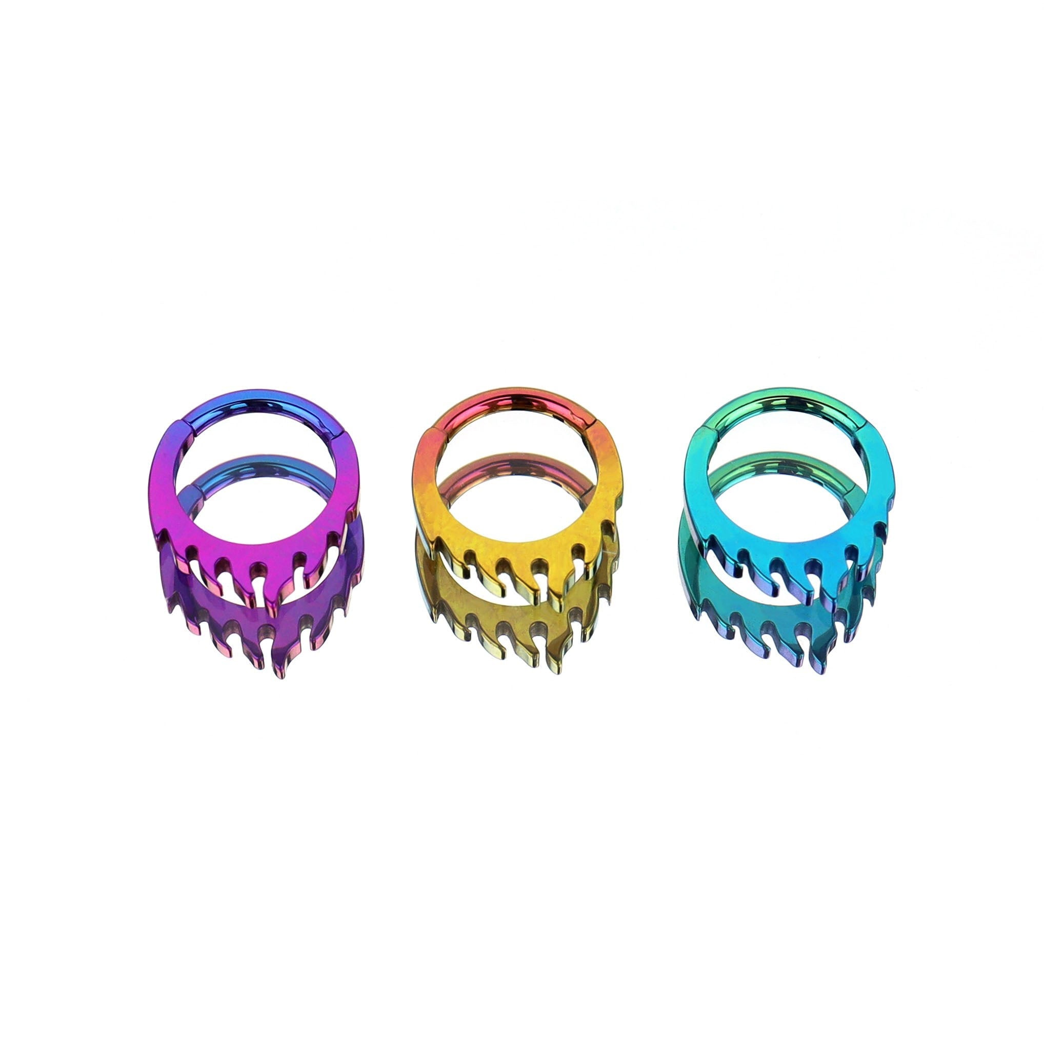 16G Flame Titanium Septum Clicker - 16G Flame Titanium Septum Clicker - Pink-Yellow Gradient / 8 mm by CRUXJEWELRY