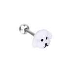 Paws & Purrs - Cute Puppy Face Resin Tongue Stud - Paws & Purrs - Cute Puppy Face Resin Tongue Stud - 1.2mm/16G / 12mm by CRUXJEWELRY