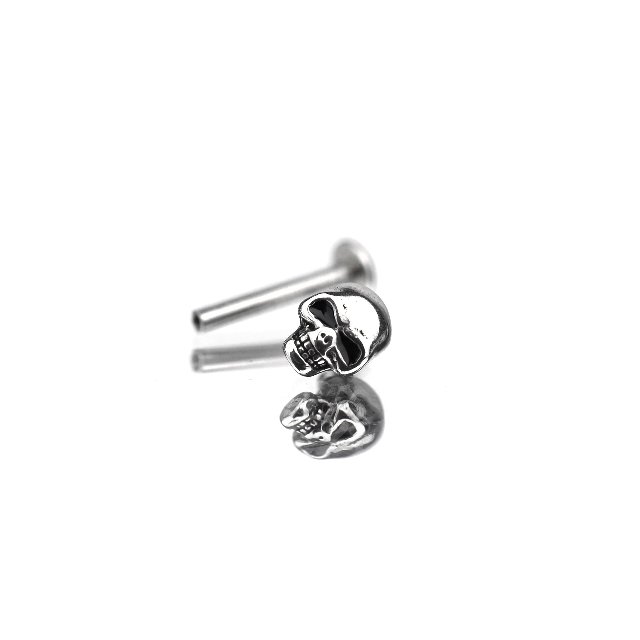 Skull Internally Threaded Stainless Steel Lip Ring - Skull Internally Threaded Stainless Steel Lip Ring - 6mm by CRUXJEWELRY