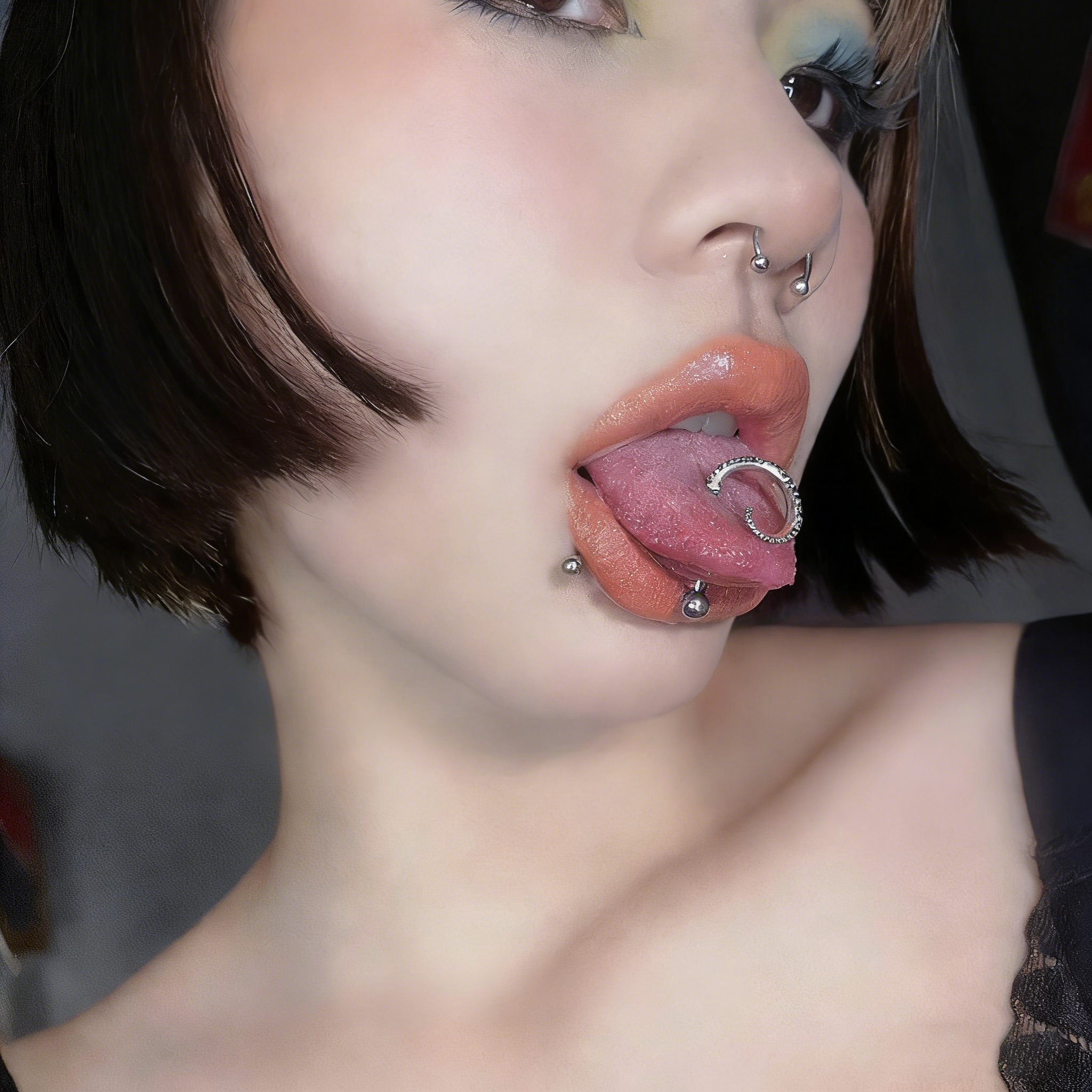 3D Octopus Tentacle Tongue Ring - Surgical Steel Cthulhu Studs