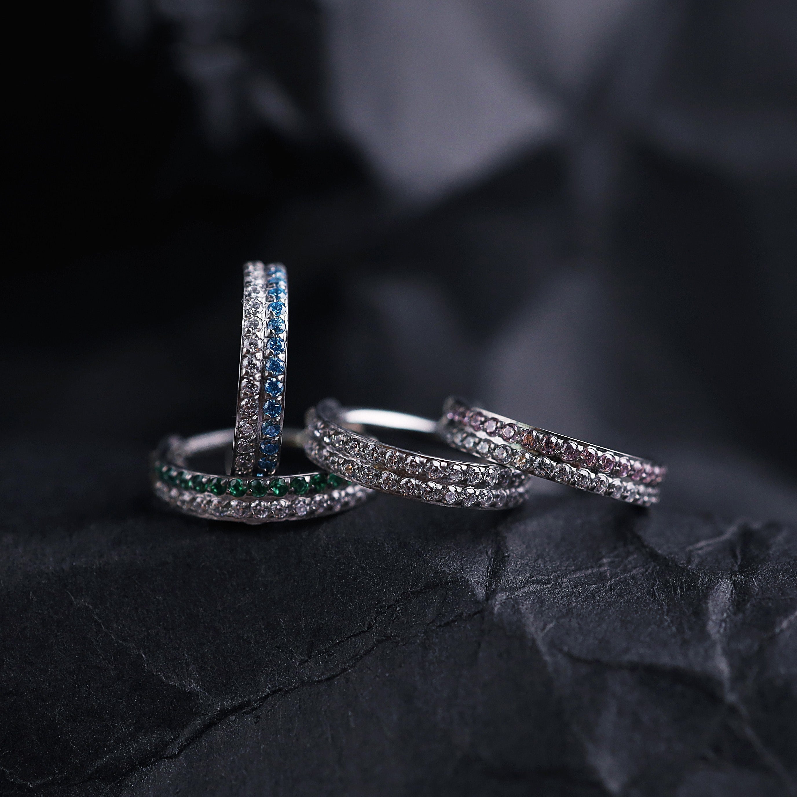 16G Double Layer CZ Titanium Segment Hoop - 16G Double Layer CZ Titanium Segment Hoop - Radiant White by CRUXJEWELRY