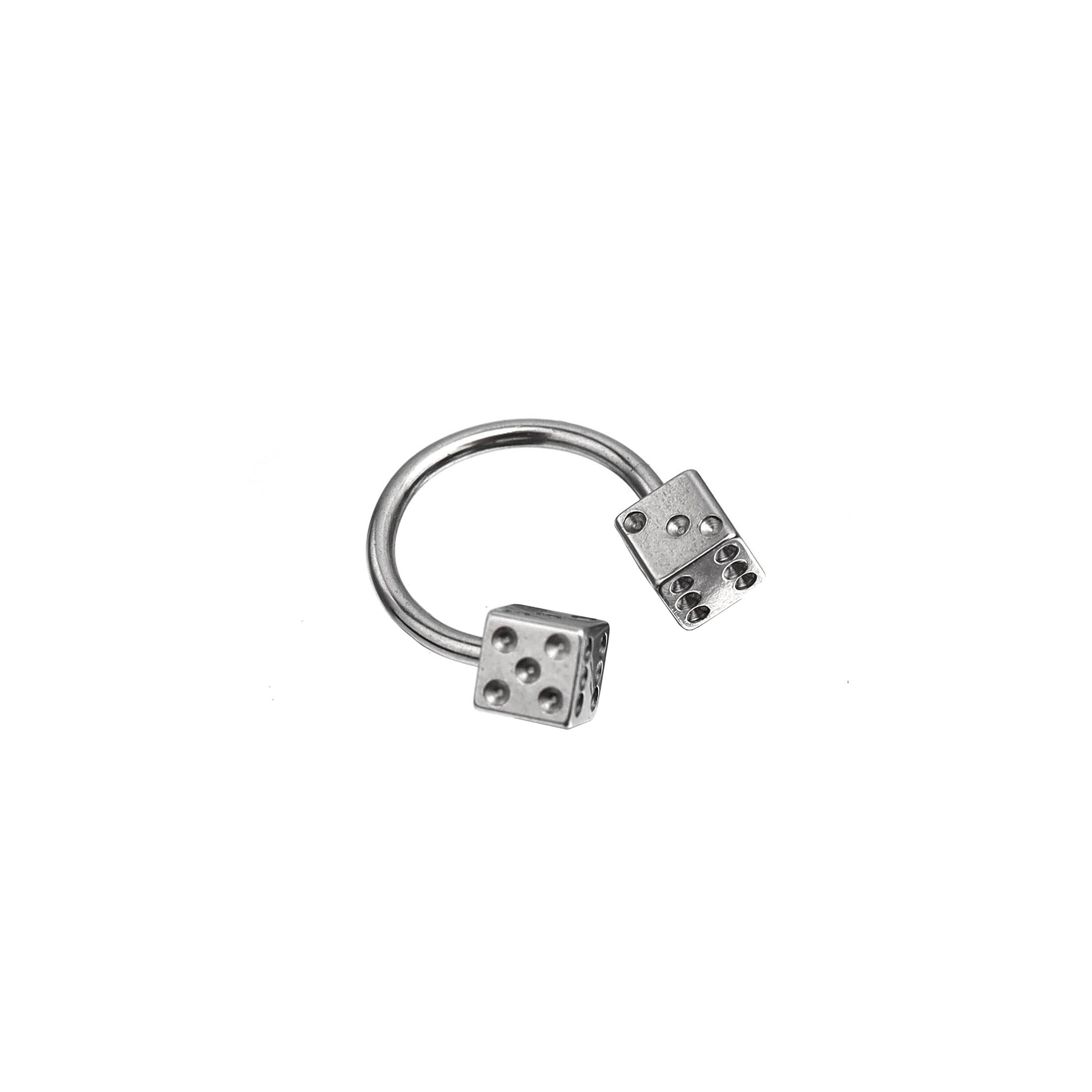 Externally Threaded Dice Stainless Steel Horseshoe Ring - Externally Threaded Dice Stainless Steel Horseshoe Ring - 8mm by CRUXJEWELRY