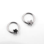 3D pentacle Stainless Steel Segment hoop - 3D pentacle Stainless Steel Segment hoop - Black by CRUXJEWELRY