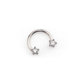 Star Shaped CZ Titanium Horseshoe Ring - Star Shaped CZ Titanium Horseshoe Ring - Sliver / 6mm by CRUXJEWELRY