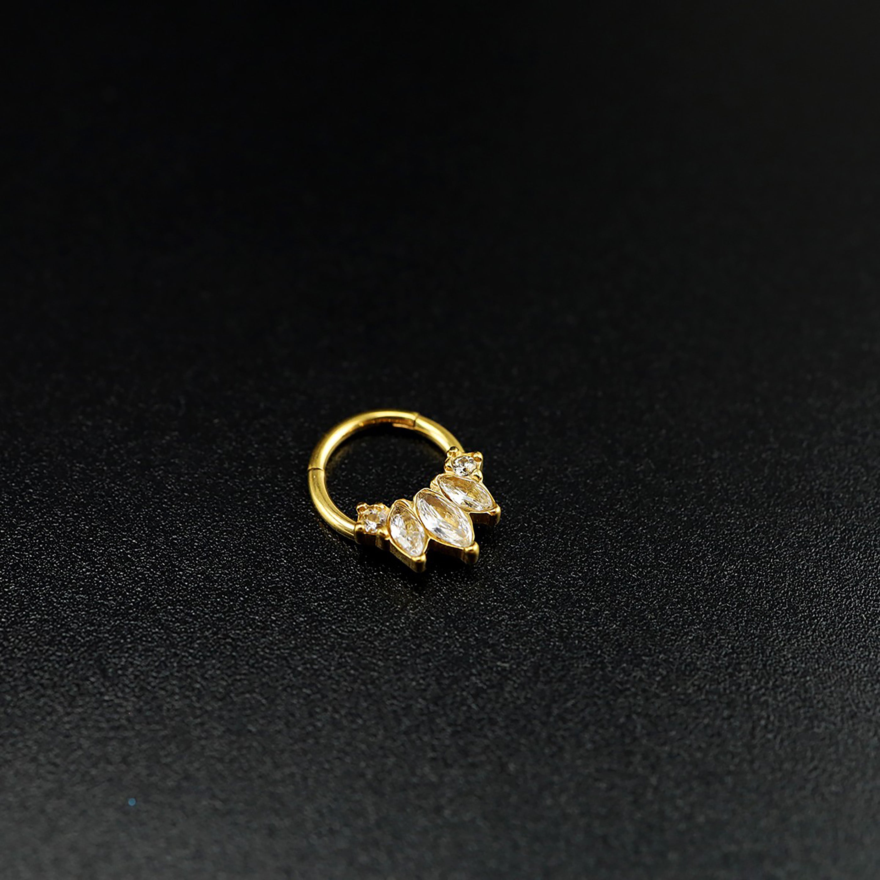 Round CZ Segment Septum Ring - Round CZ Segment Septum Ring - Gold by CRUXJEWELRY