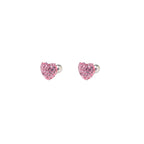 Pink & White Full CZ Heart Resin Stainless Steel Ear Studs - Pink & White Full CZ Heart Resin Stainless Steel Ear Studs - Pink / Set by CRUXJEWELRY