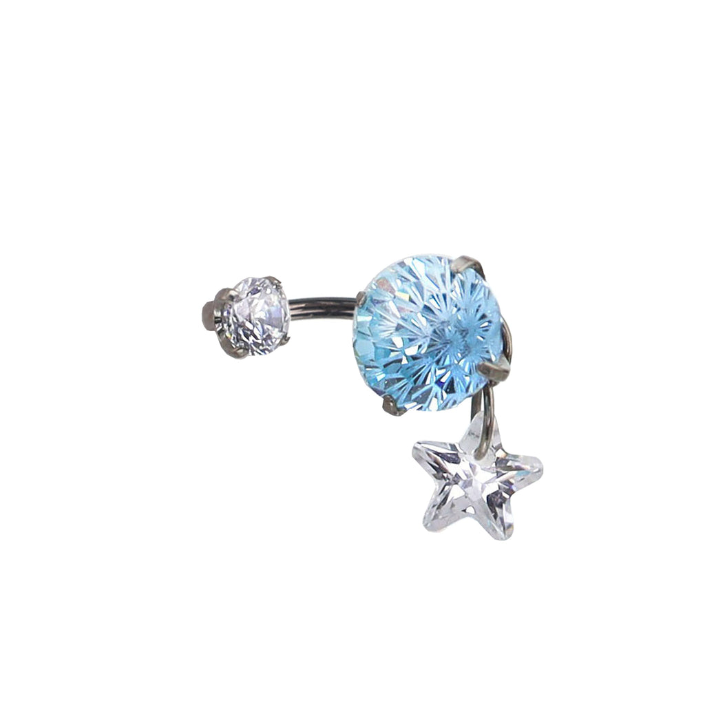 Fireworks CZ star Pendant Titanium Horseshoe Ring - Fireworks CZ star Pendant Titanium Horseshoe Ring - Sky Blue / 8 mm by CRUXJEWELRY