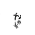 Curved Drip Cross Stainless Steel Ear Stud - Curved Drip Cross Stainless Steel Ear Stud - Single by CRUXJEWELRY