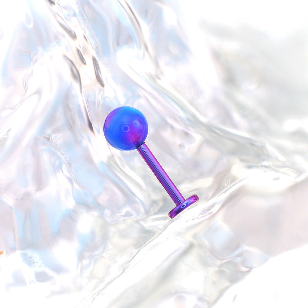 Nebula Opal Internally Threaded Titanium Studs - Nebula Opal Internally Threaded Titanium Studs - Purple / 4mm / 6mm by CRUXJEWELRY