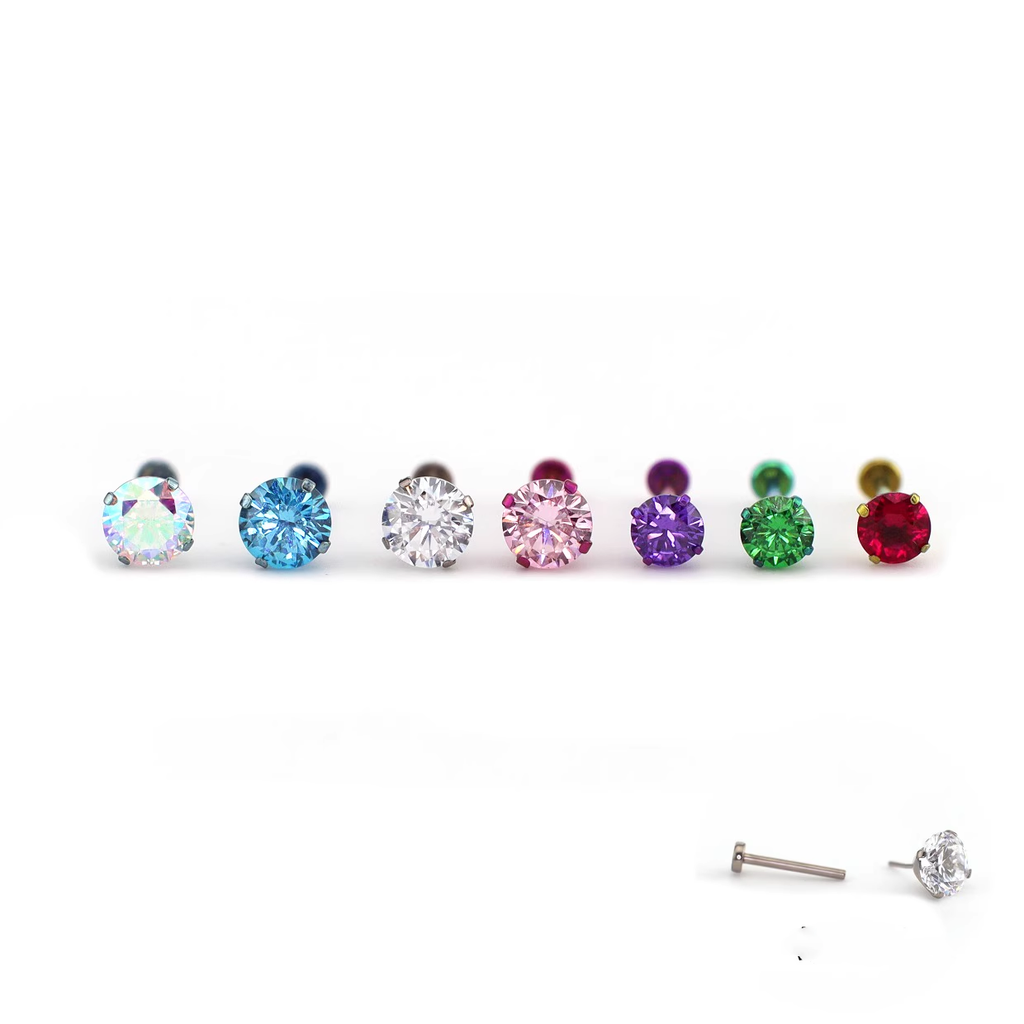 F136 Titanium Flat-Back Studs - F136 Titanium Flat-Back Studs - AB Coating / 3 mm / 6mm by CRUXJEWELRY