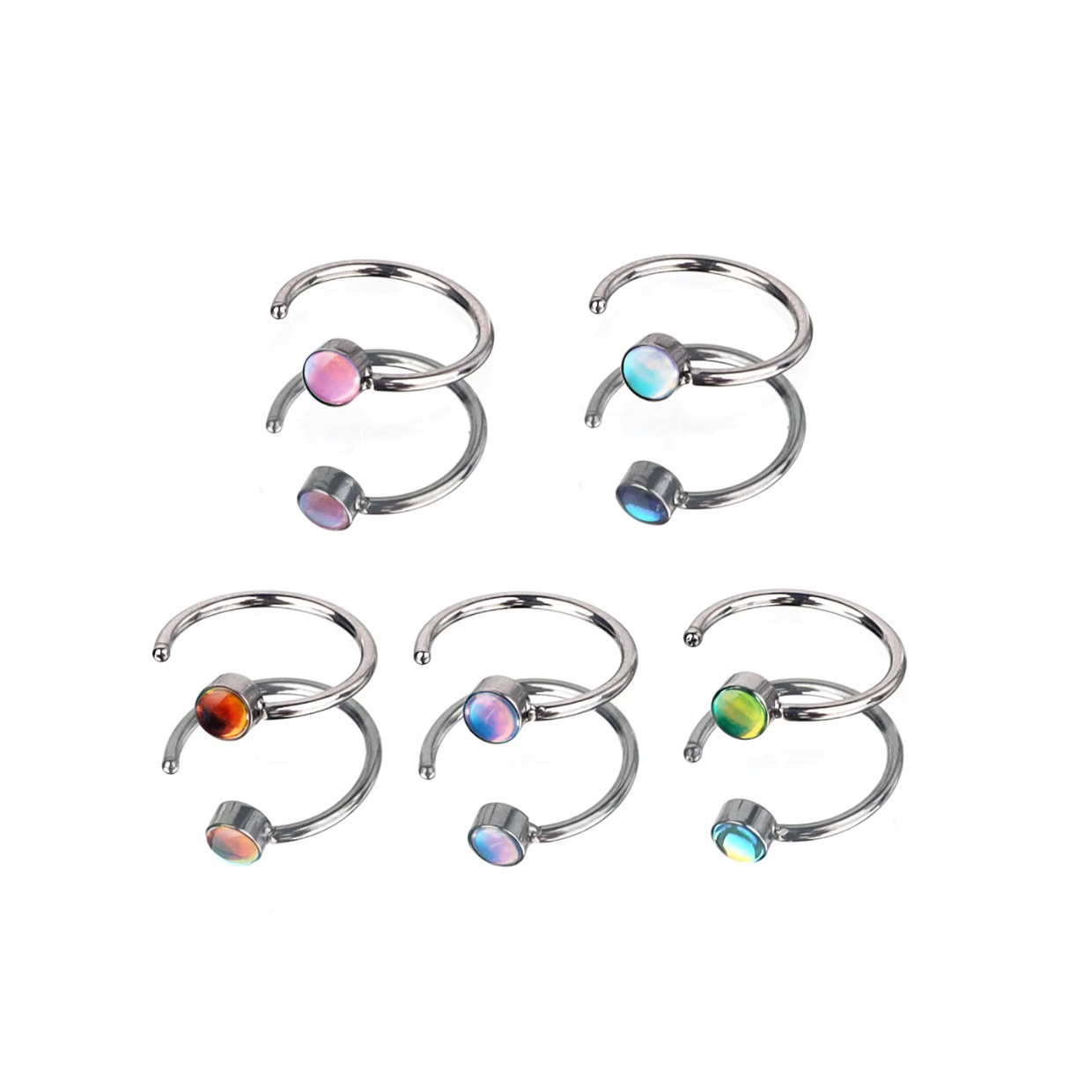 20G C-Shape Stainless Steel Nose Stud - 20G C-Shape Stainless Steel Nose Stud - Pink by CRUXJEWELRY