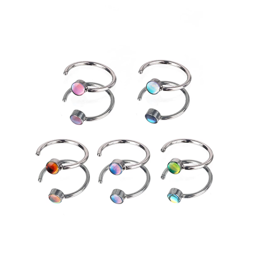20G C-Shape Stainless Steel Nose Stud - 20G C-Shape Stainless Steel Nose Stud - Pink by CRUXJEWELRY