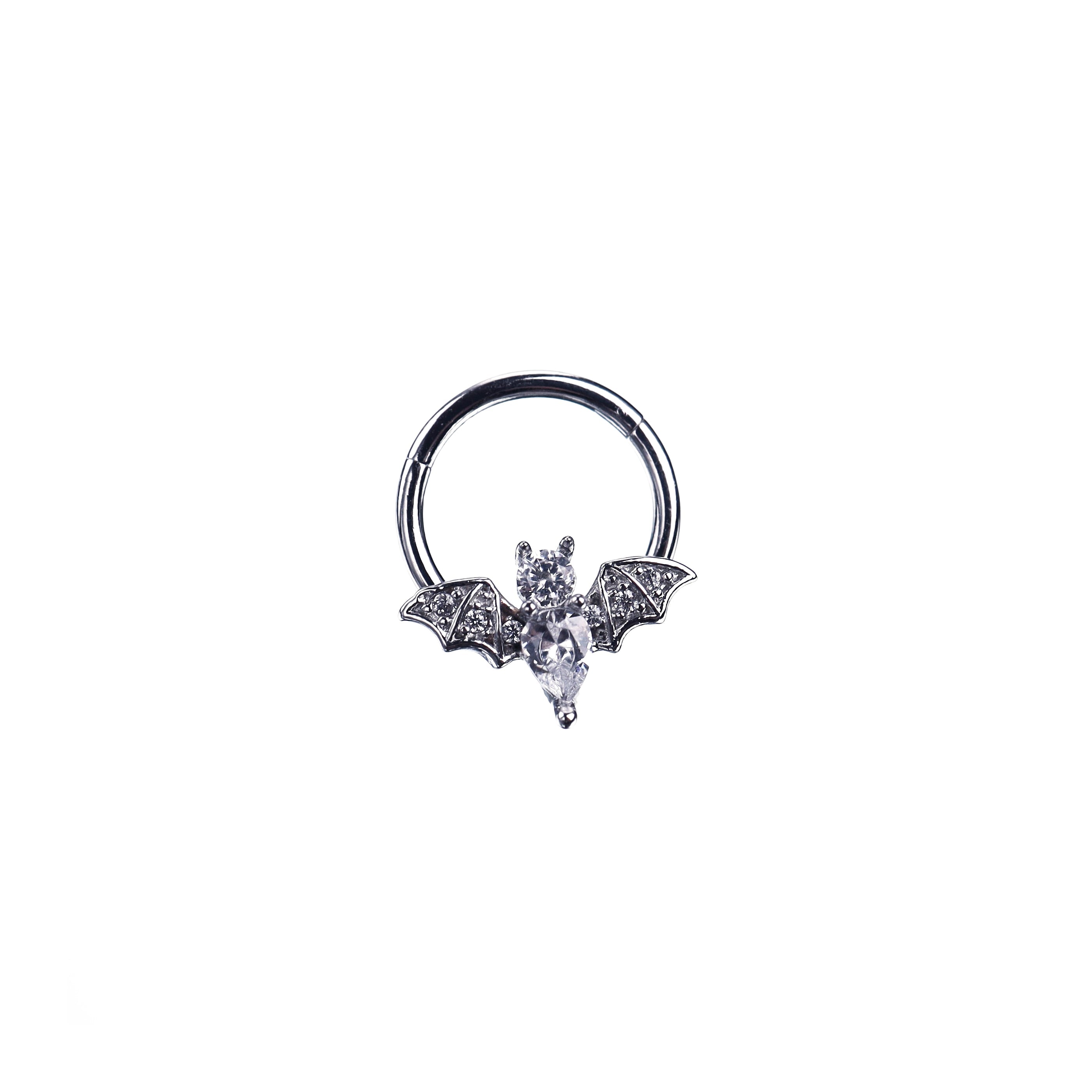 Bat CZ Stainless Steel Clicker Nose Ring - Bat CZ Stainless Steel Clicker Nose Ring - Default Title by CRUXJEWELRY