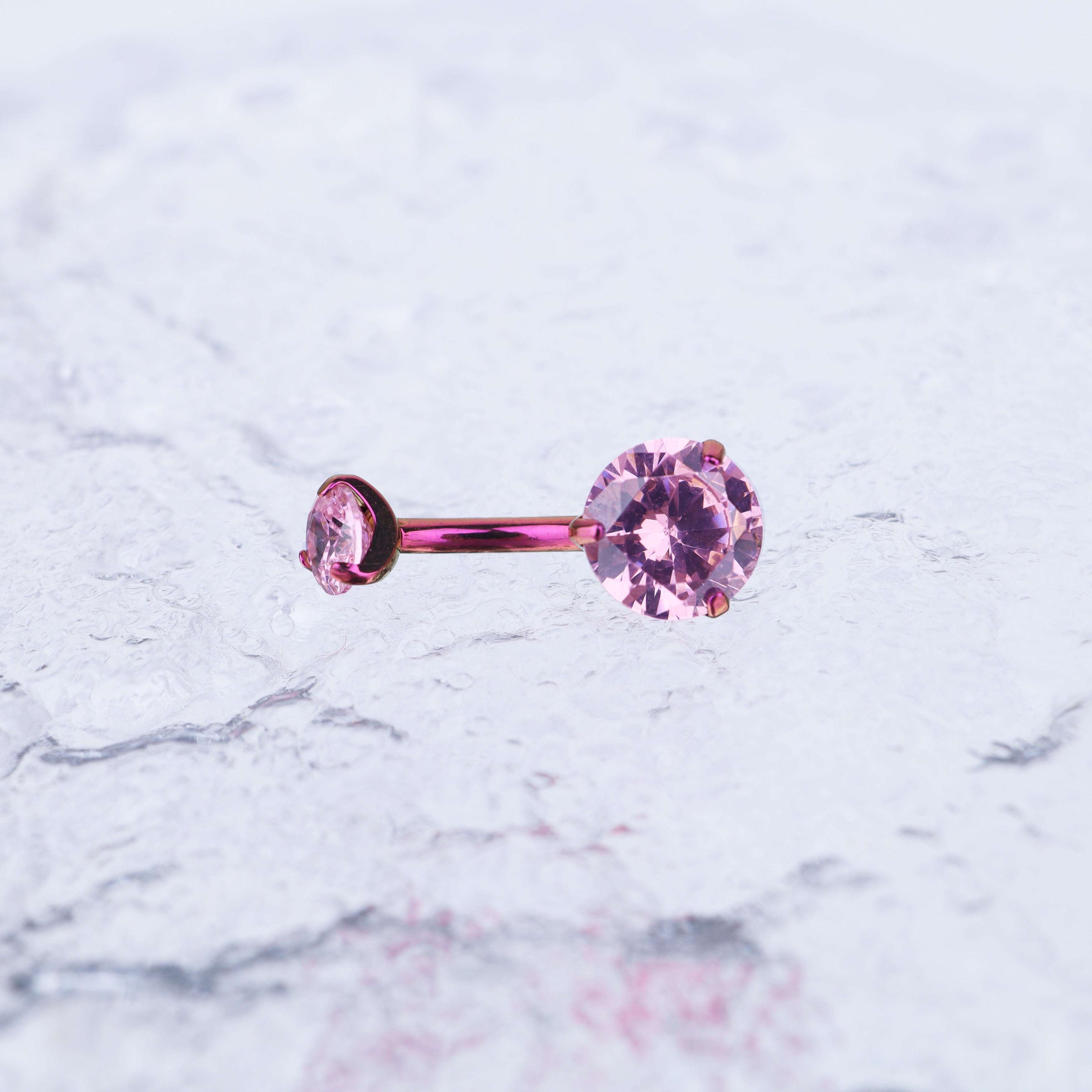Round CZ Titanium Belly Ring - Round CZ Titanium Belly Ring - Pink / 6 mm by CRUXJEWELRY