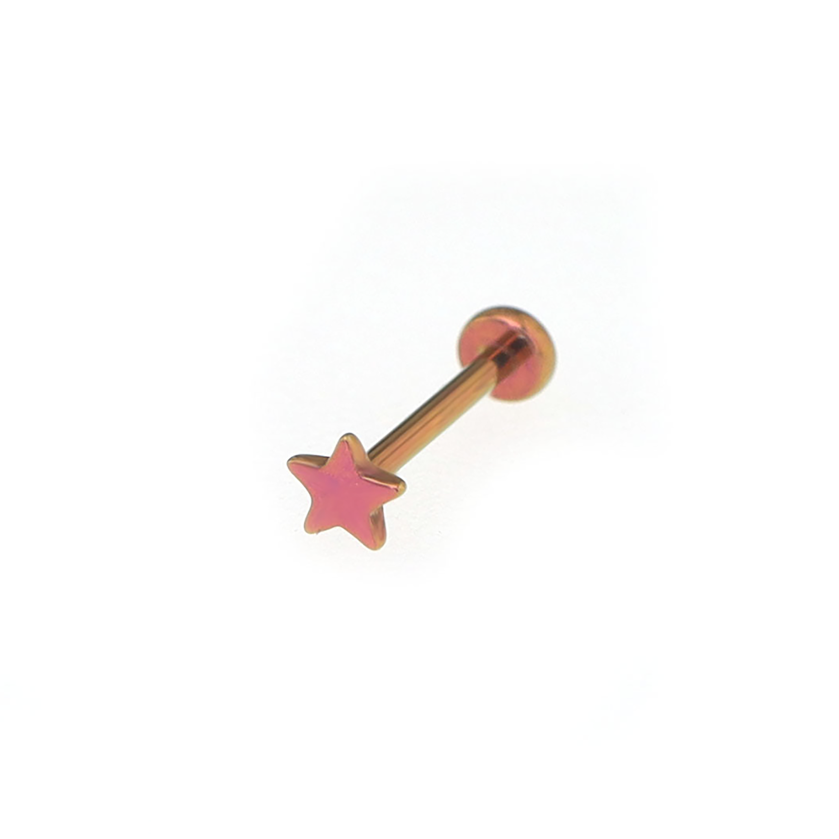 Multicolored Mini Star Titanium Threadless Pin - Multicolored Mini Star Titanium Threadless Pin - Pink / 6 mm by CRUXJEWELRY