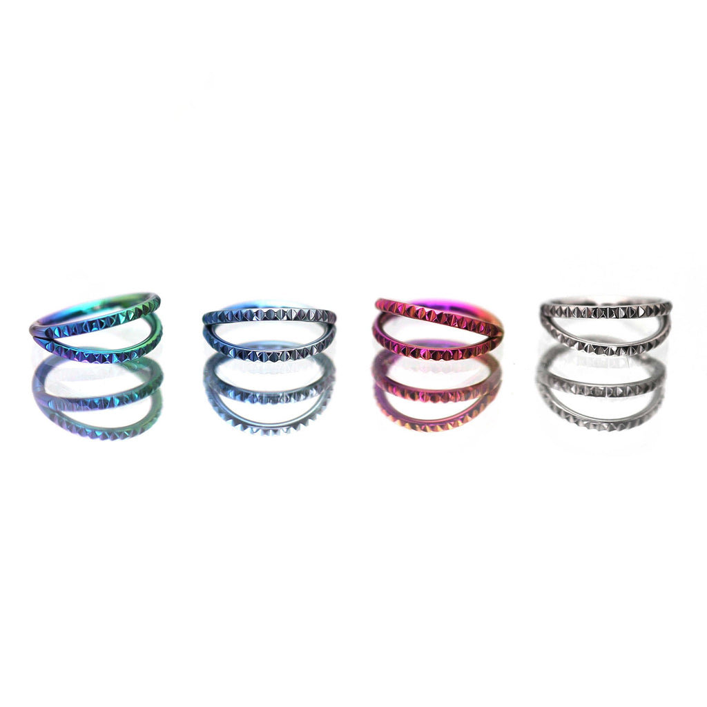 Double Hoop Engraved Titanium Segment Hoop - Double Hoop Engraved Titanium Segment Hoop - green-gradient by CRUXJEWELRY