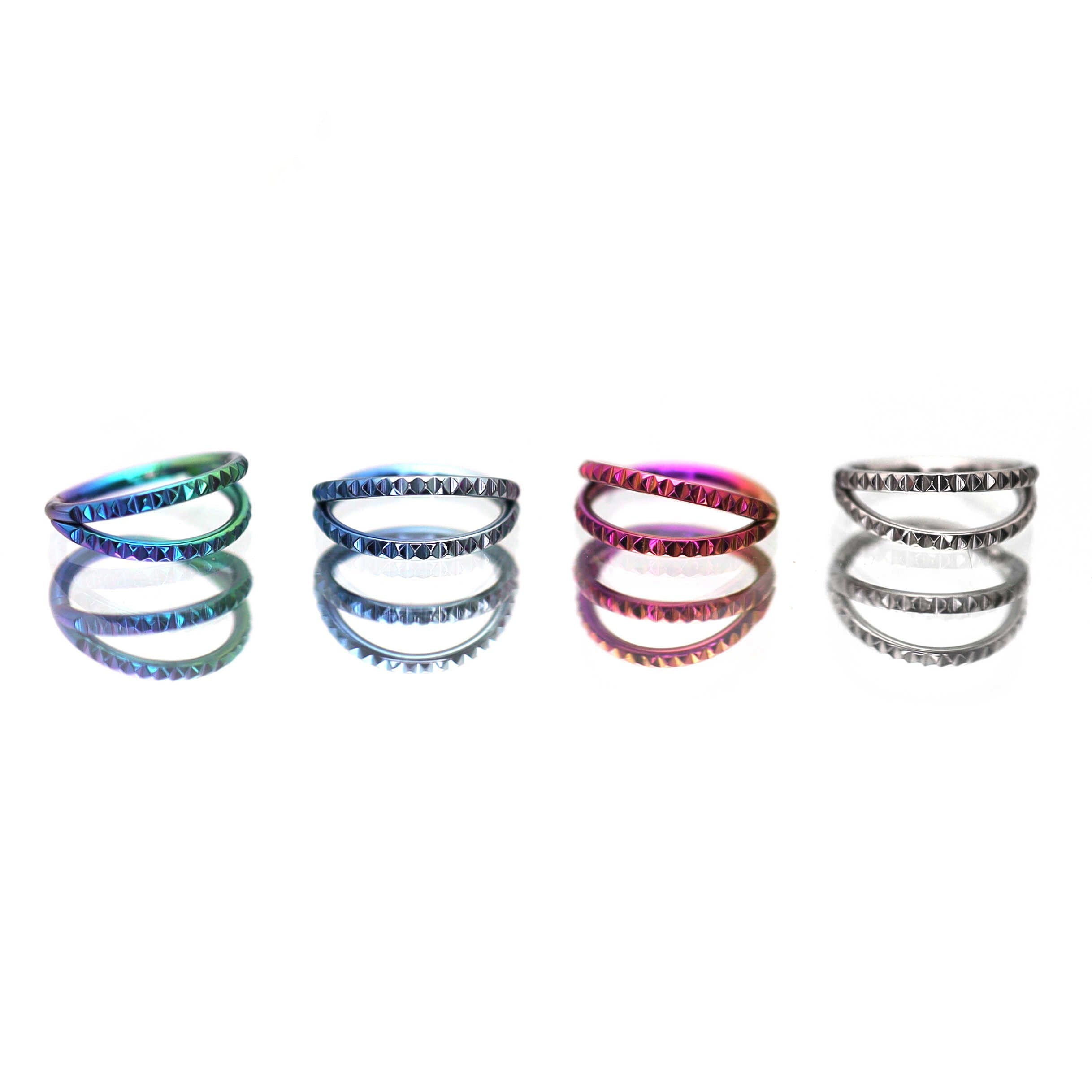 Double Hoop Engraved Titanium Segment Hoop - Double Hoop Engraved Titanium Segment Hoop - green-gradient by CRUXJEWELRY