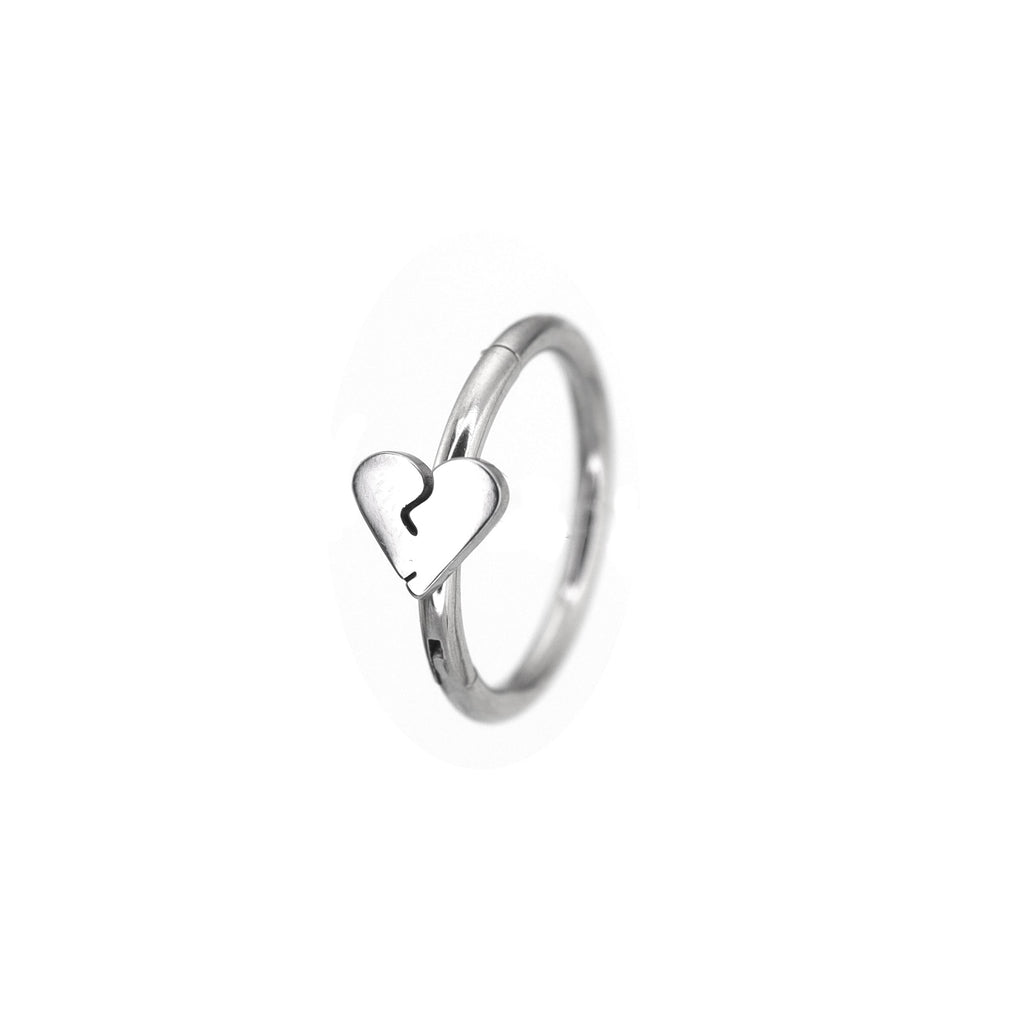 Broken Heart Stainless Steel Segment Hoop - Broken Heart Stainless Steel Segment Hoop - 8mm by CRUXJEWELRY